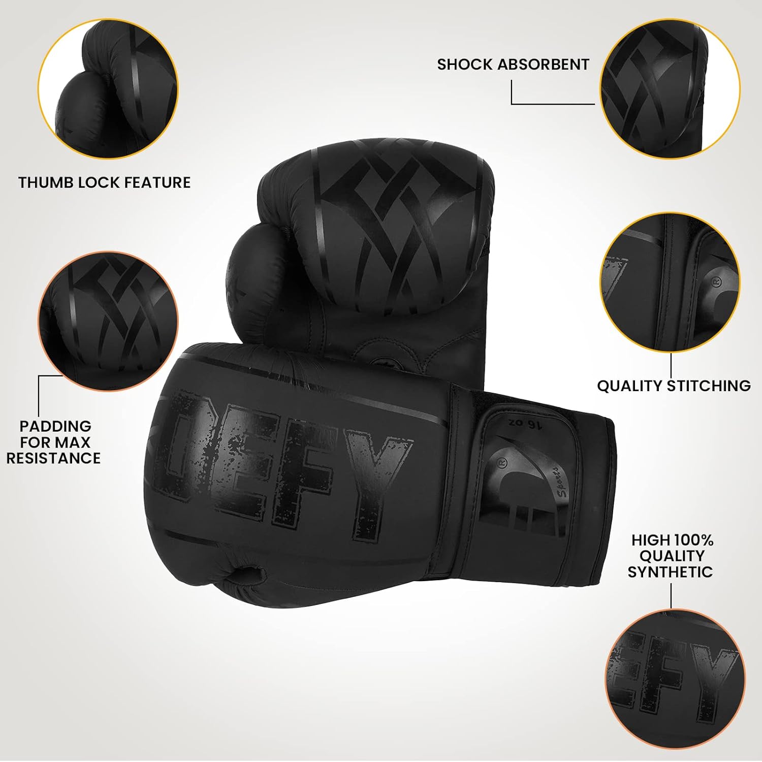 DEFY – Guantes de boxeo para hombres y mujeres, guantes de boxeo de cuero sintético de alta calidad para entrenamiento, perfectos para perforar