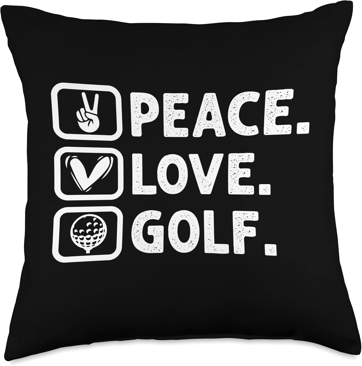 Peace. Love. Golf. Gift for Golfers Throw Pillow, 18×18, Multicolor