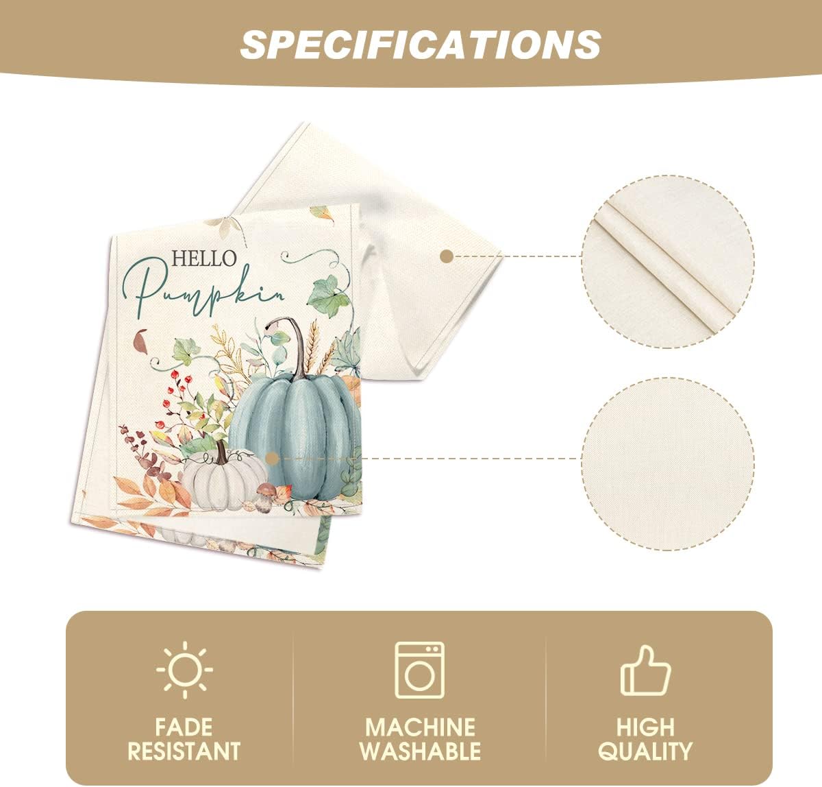 Artoid Mode Aqua Hello – Camino de mesa de otoño con hojas de calabaza, decoración de mesa de comedor de cocina de otoño de temporada para