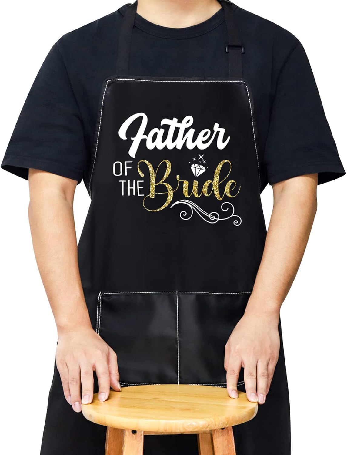 WZMPA Delantal de boda con bolsillos para el padre de la novia, regalo de boda, delantal ajustable para papá y suegro
