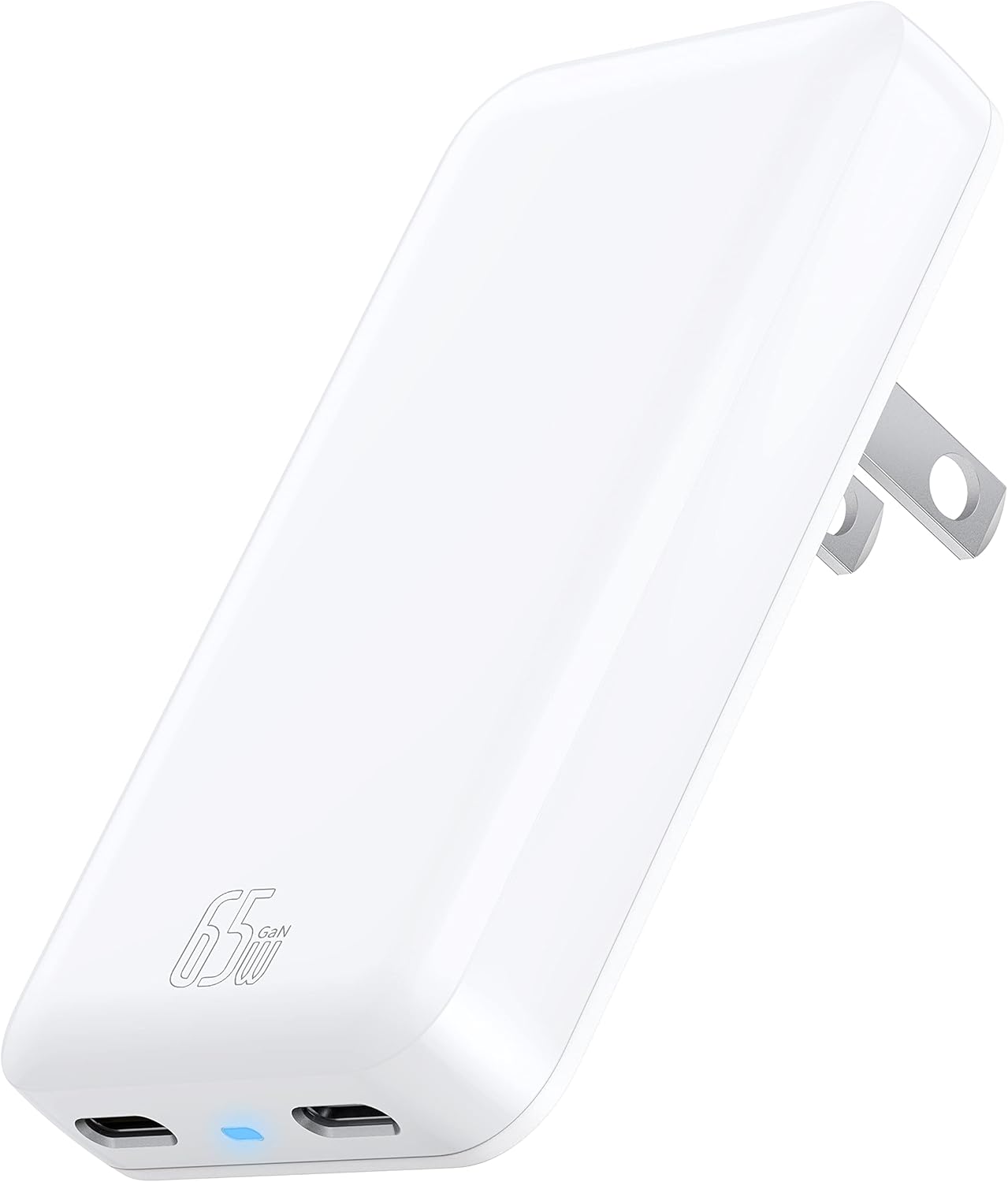 Cargador de pared delgado USB C plegable de 65 W y 2 puertos con asignación de energía inteligente, cargador PD GaN rápido para iPhone, Samsung,