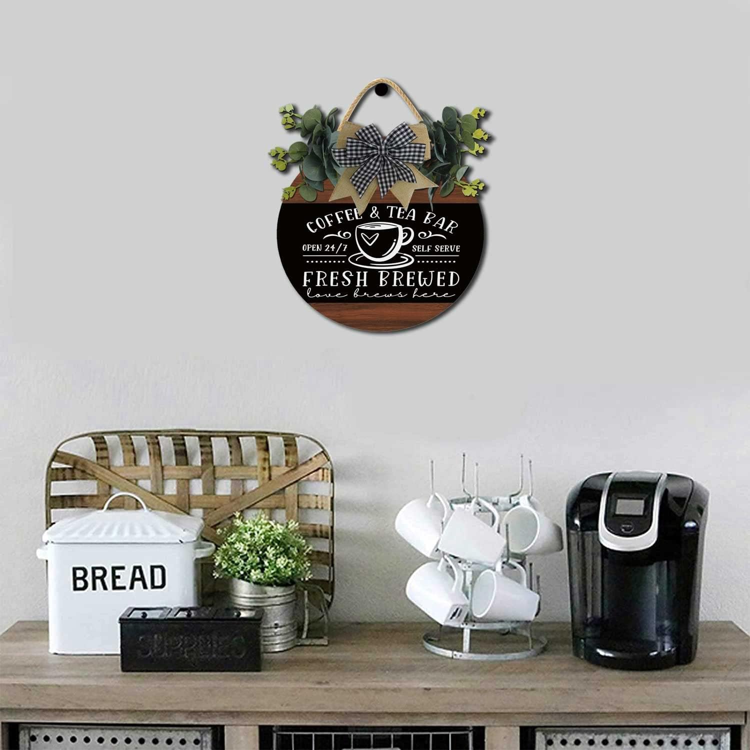 Coffee And Tea Bar Fresh Brewed Self Serve Decor Sign,Wall Art Pictures Decoration,New Home Housewarming Gift For All Seasons,Coffee Lover Coffee