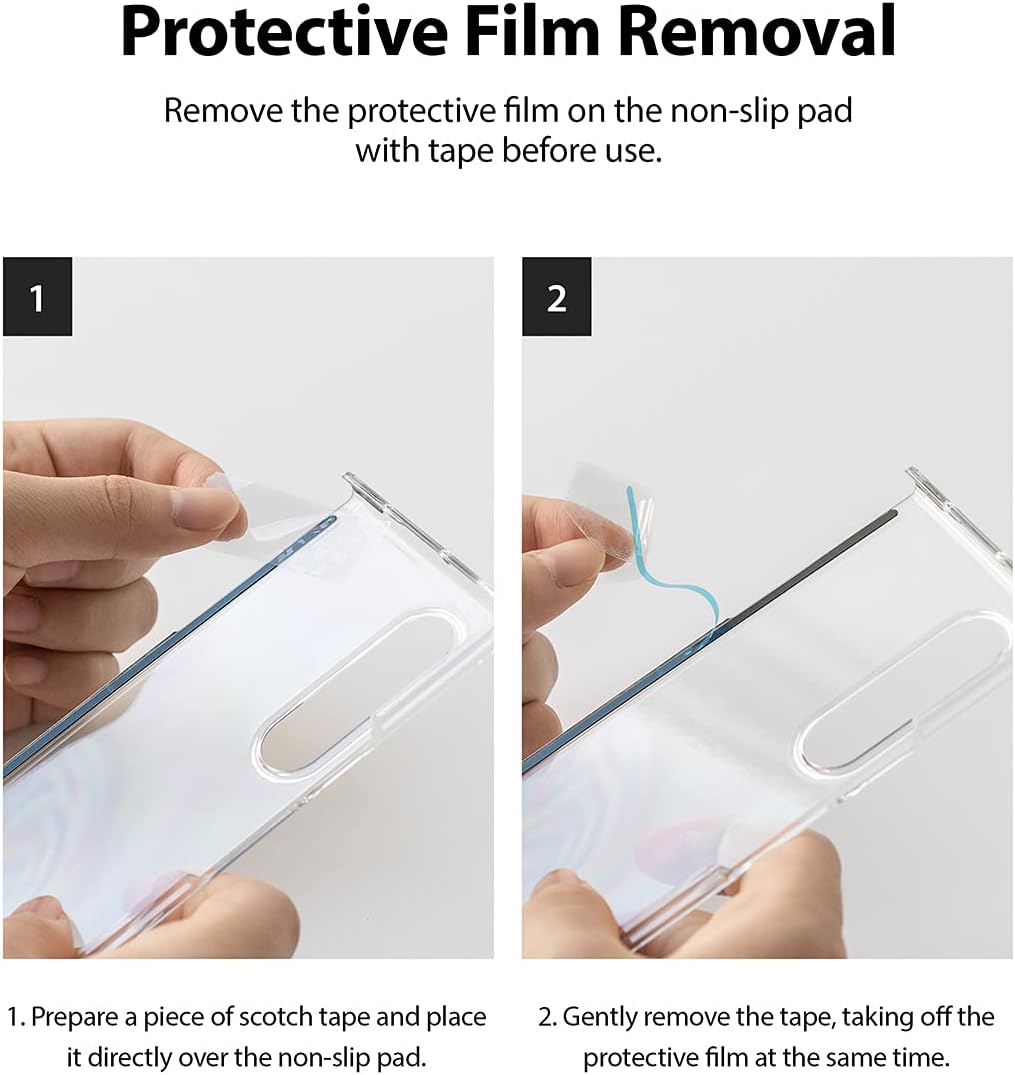 Ringke Funda delgada compatible con Samsung Galaxy Z Fold 3, PC dura y fina transparente de alta calidad con almohadilla antideslizante, cubierta