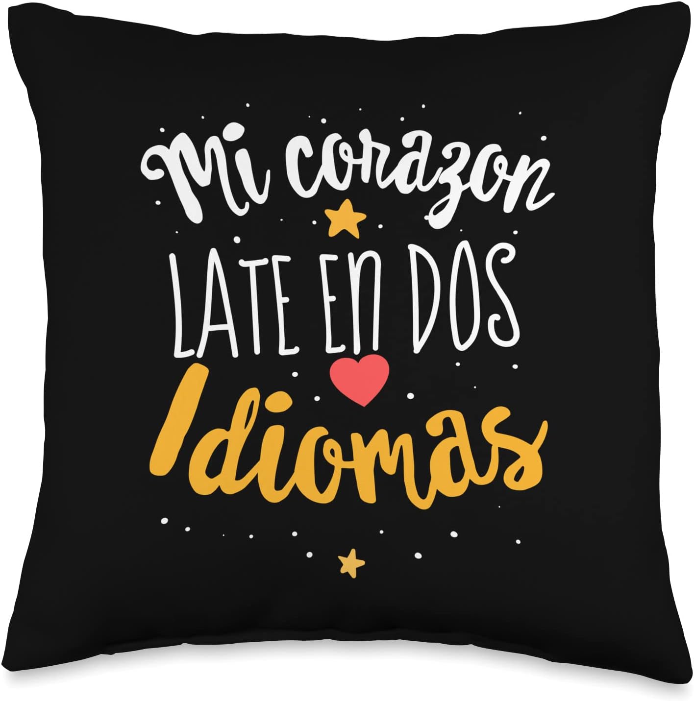 Dimelo Espanol Regalos Para Maestras Gifts Ideas Mi Corazon Late en dos idiomas – Almohada bilingüe para profesor de español, 16 x 16 pulgadas,