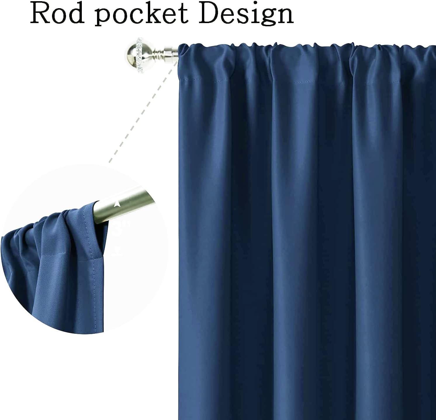 Merryfeel Cortinas opacas para ventana, bolsillo para barra, oscurecimiento de la habitación, reducción de luz y ruido, cortinas con aislamiento