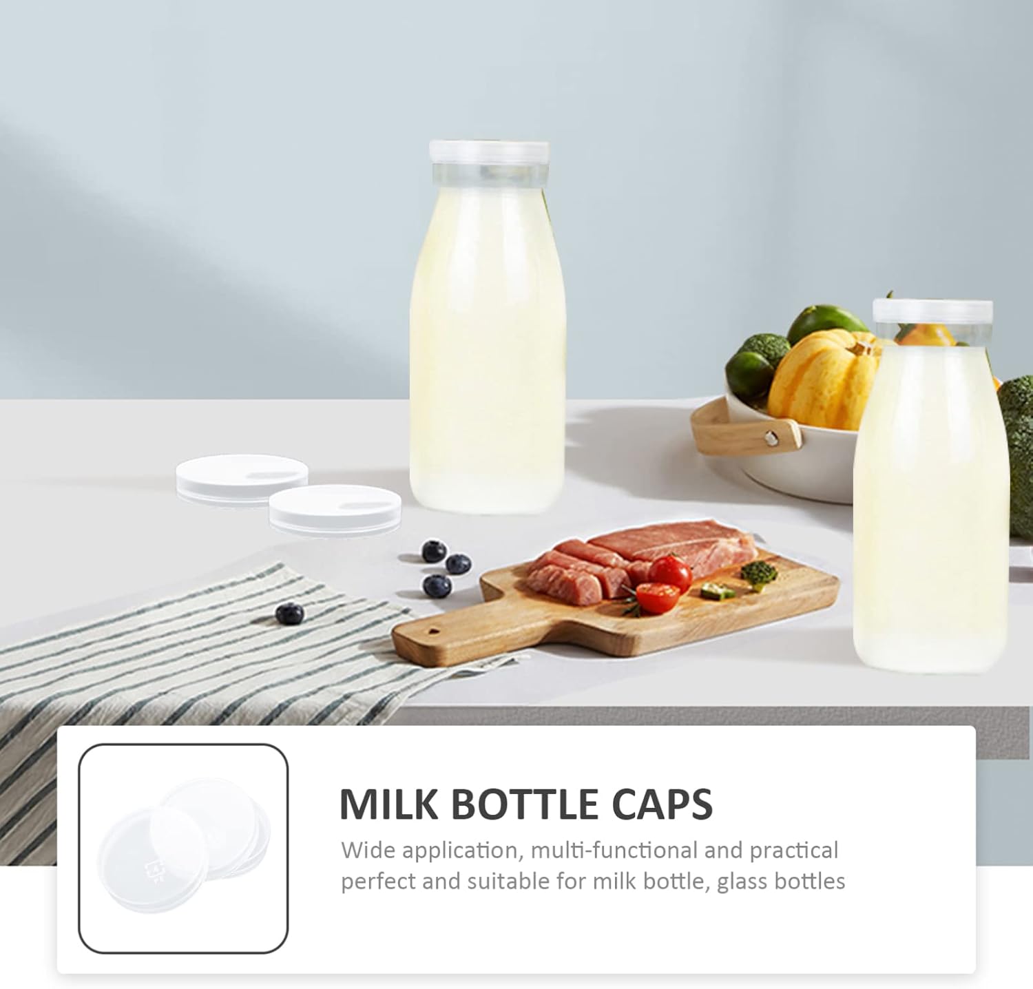 The Dairy Shoppe Drinks – 100 tapas para botellas de leche de repuesto, tapas a presión para botellas de leche de vidrio, resistentes a las grietas,