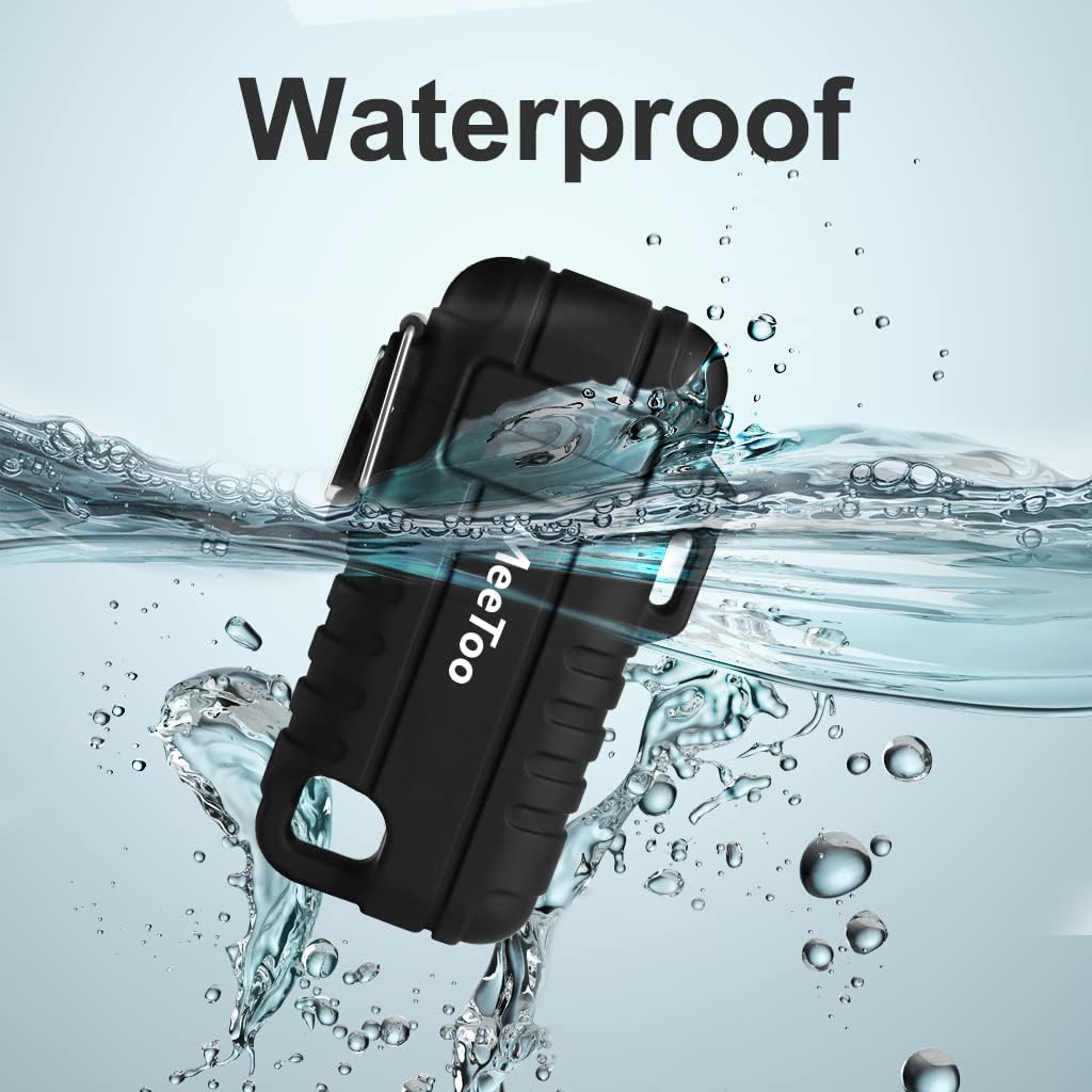 MeeToo Encendedor eléctrico de arco recargable USB tipo C, de plasma, impermeable, resistente al viento, con silbato de emergencia de supervivencia