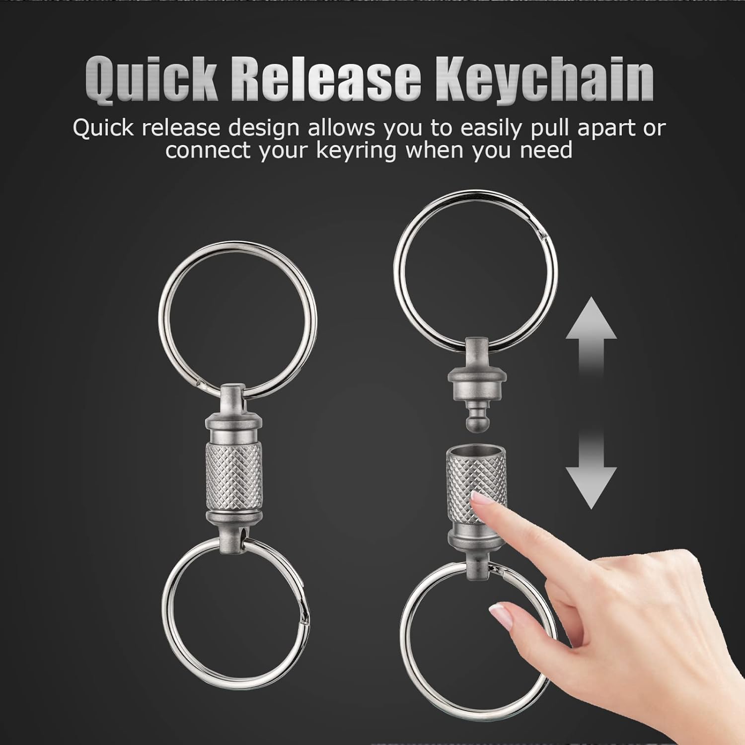 Titanium Quick Release Keychain, Swivel Key Holder Anti-Slip with Detachable 2 Rings UIInosoo Double-End Pull Apart Easily