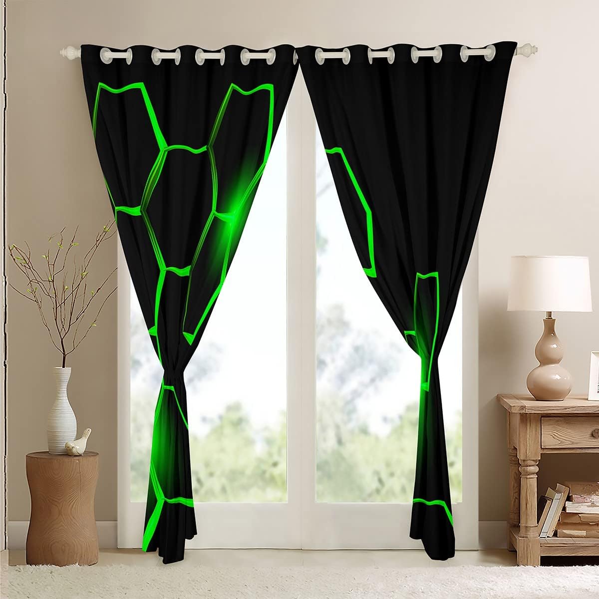 Cortinas de panal para niños, sala de estar, geometría moderna, hexagonal, oscurecimiento de duelos, decoración de niños, cortinas opacas