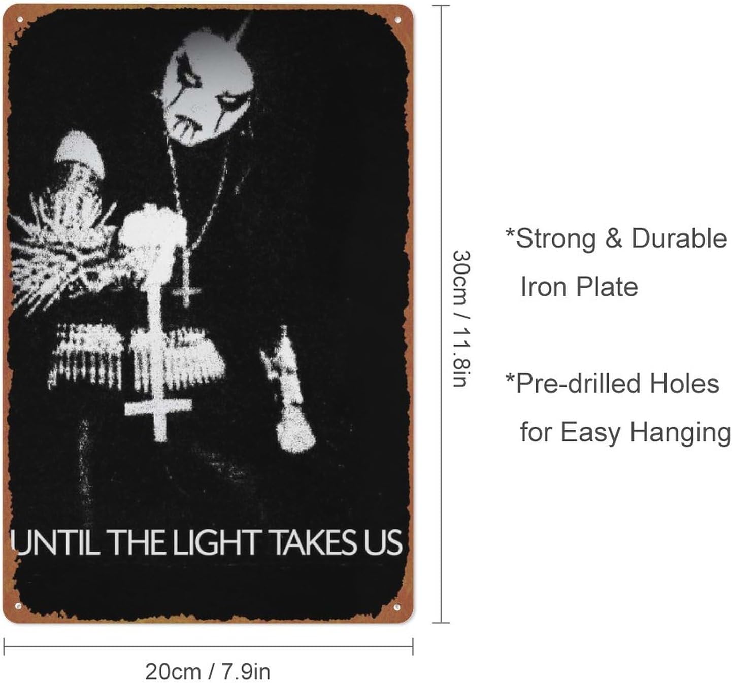 Cartel de metal con texto en inglés “Until the Light Takes Us” (Until the Light Takes Us) de la película, cartel retro de 8 x 12 pulgadas