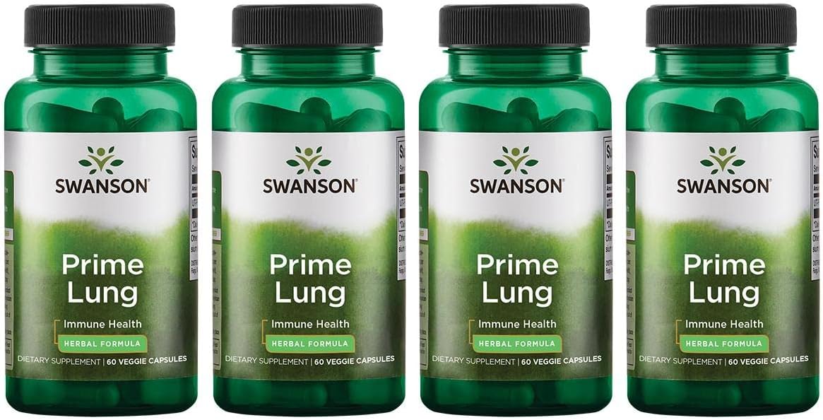 Swanson Prime Lung 60 cápsulas vegetales (paquete de 4)