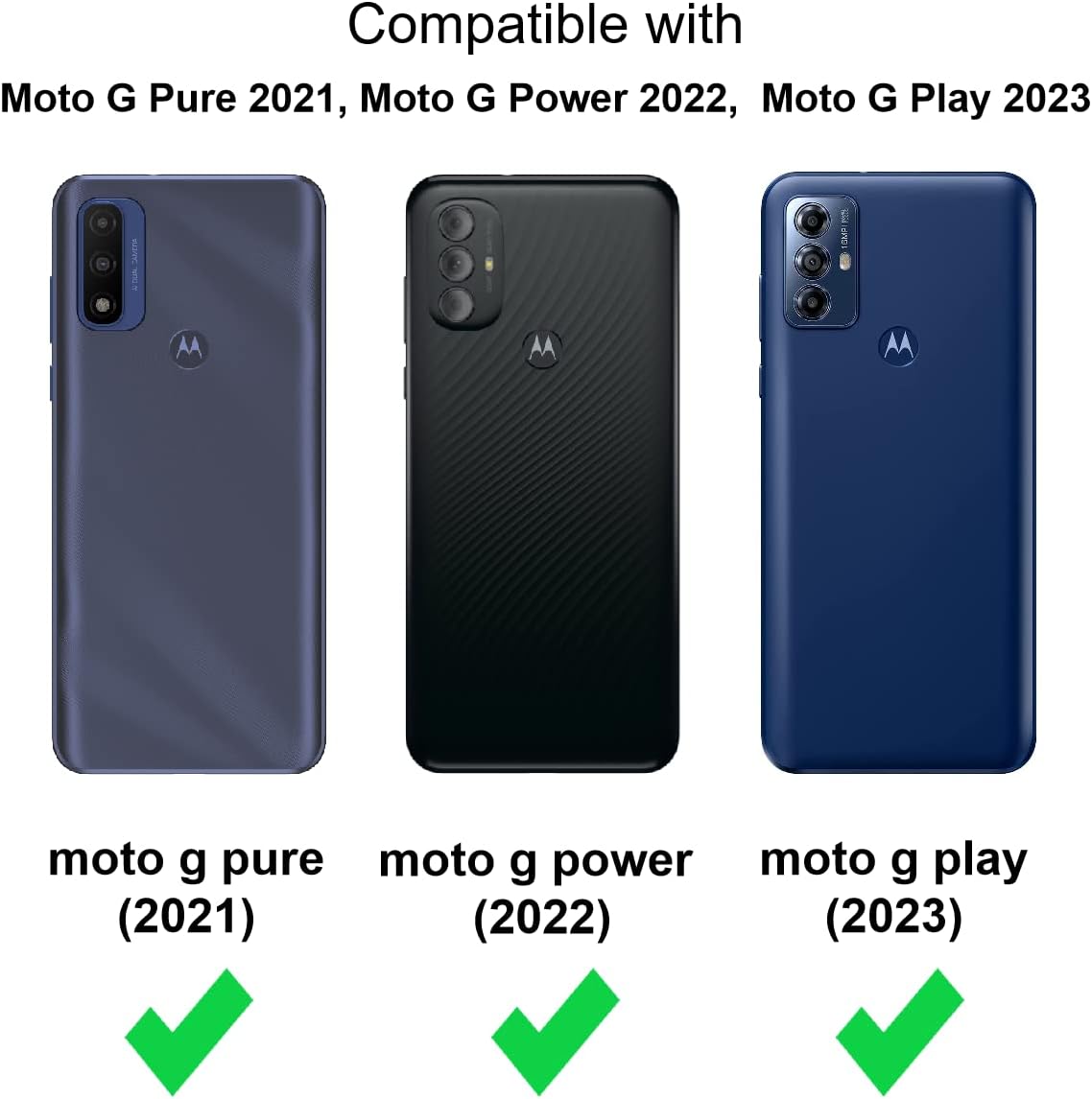 Funda para Moto G Pure (2021)Moto G Power (2022)Moto G Play (2023) Funda de piel sintética con tapa 3 ranuras para tarjetas, 1 bolsillo para dinero