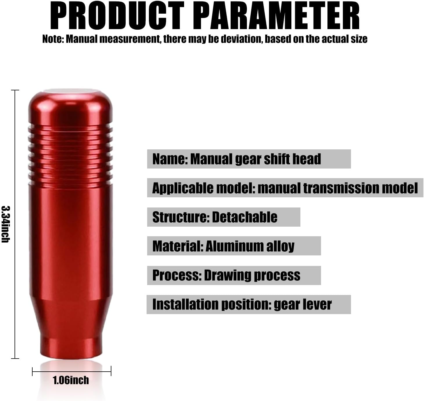 Pomos manuales para palanca de cambios de automóvil, con 3 adaptadores roscados, pomo de palanca de cambios de aleación de aluminio, universal para