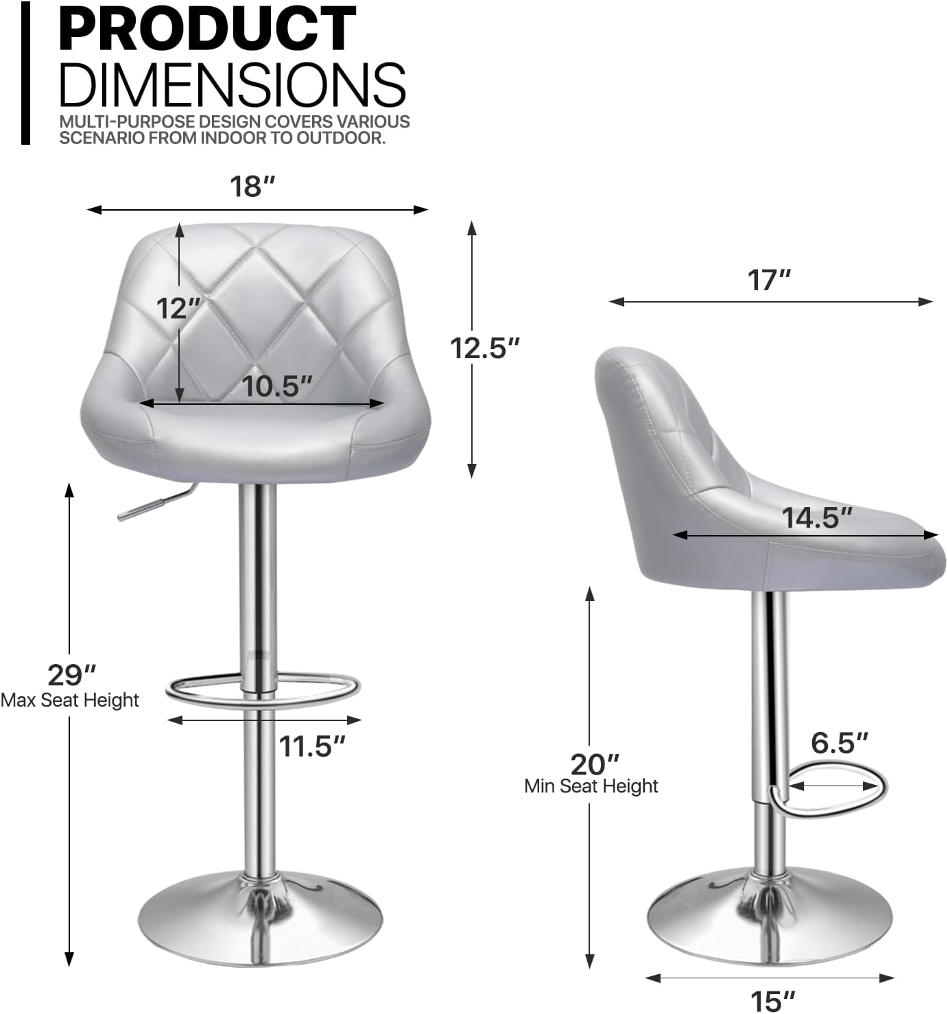 MoNiBloom Taburete para encimera de cocina, Taburetes de bar giratorios ajustables en altura, Taburetes de barra de mostrador de cocina de cuero PU