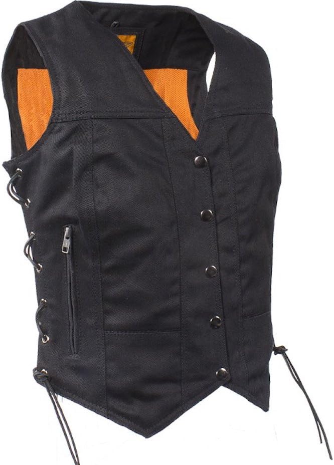 Chaleco negro para mujer con cordones laterales pistola bolsillos