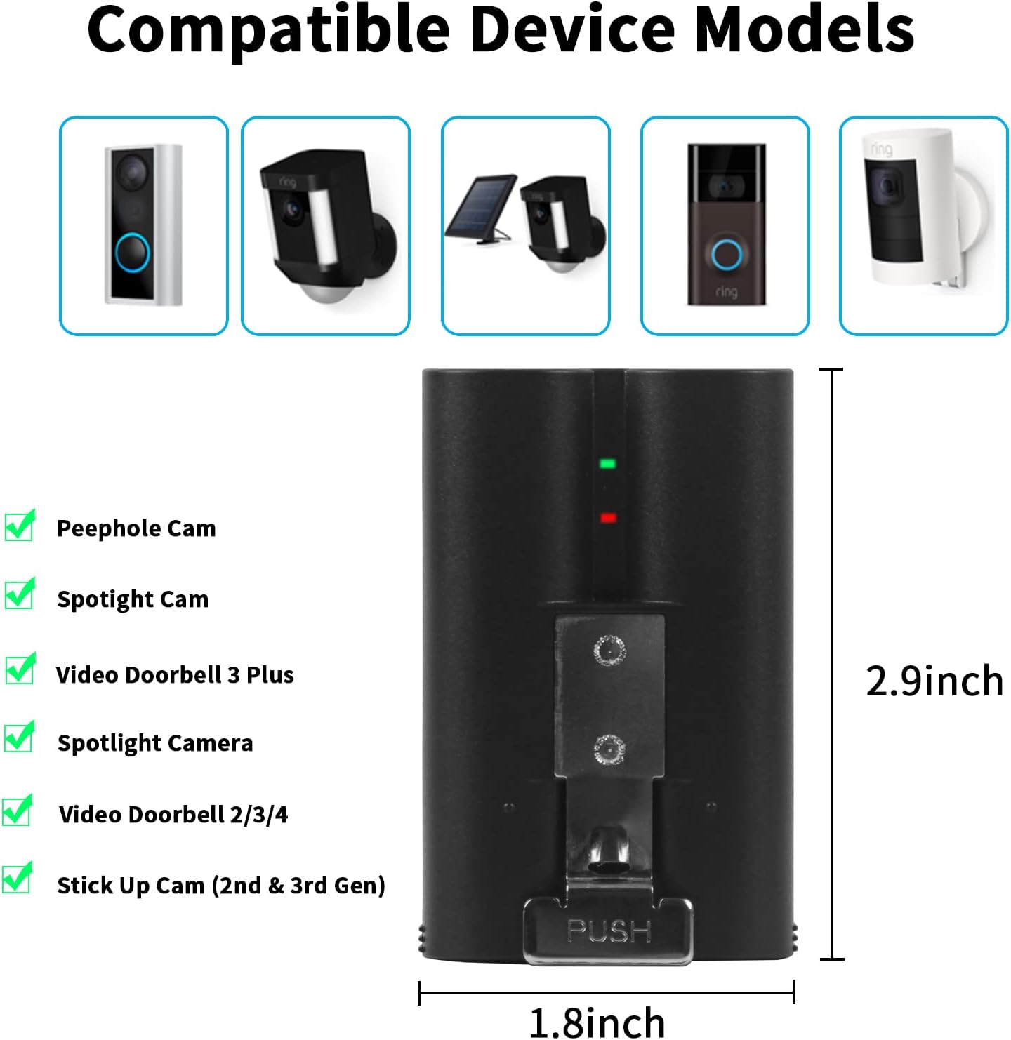 JUBOTY 1 paquete de batería interna de iones de litio de 6040 mAh de repuesto compatible con timbre de video anillo, 233plus4 cámaracámara