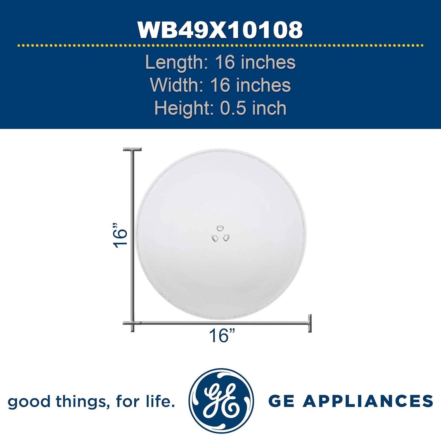 GE WB49X10108 Bandeja giratoria de cristal original OEM para microondas GE