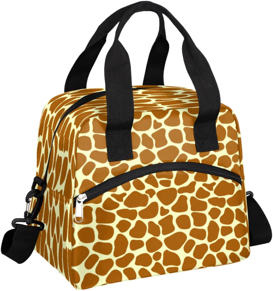 Bolsa de almuerzo aislada para mujeres y hombres, con estampado de jirafa de animales, grande, reutilizable, a prueba de fugas, bolsa de almuerzo
