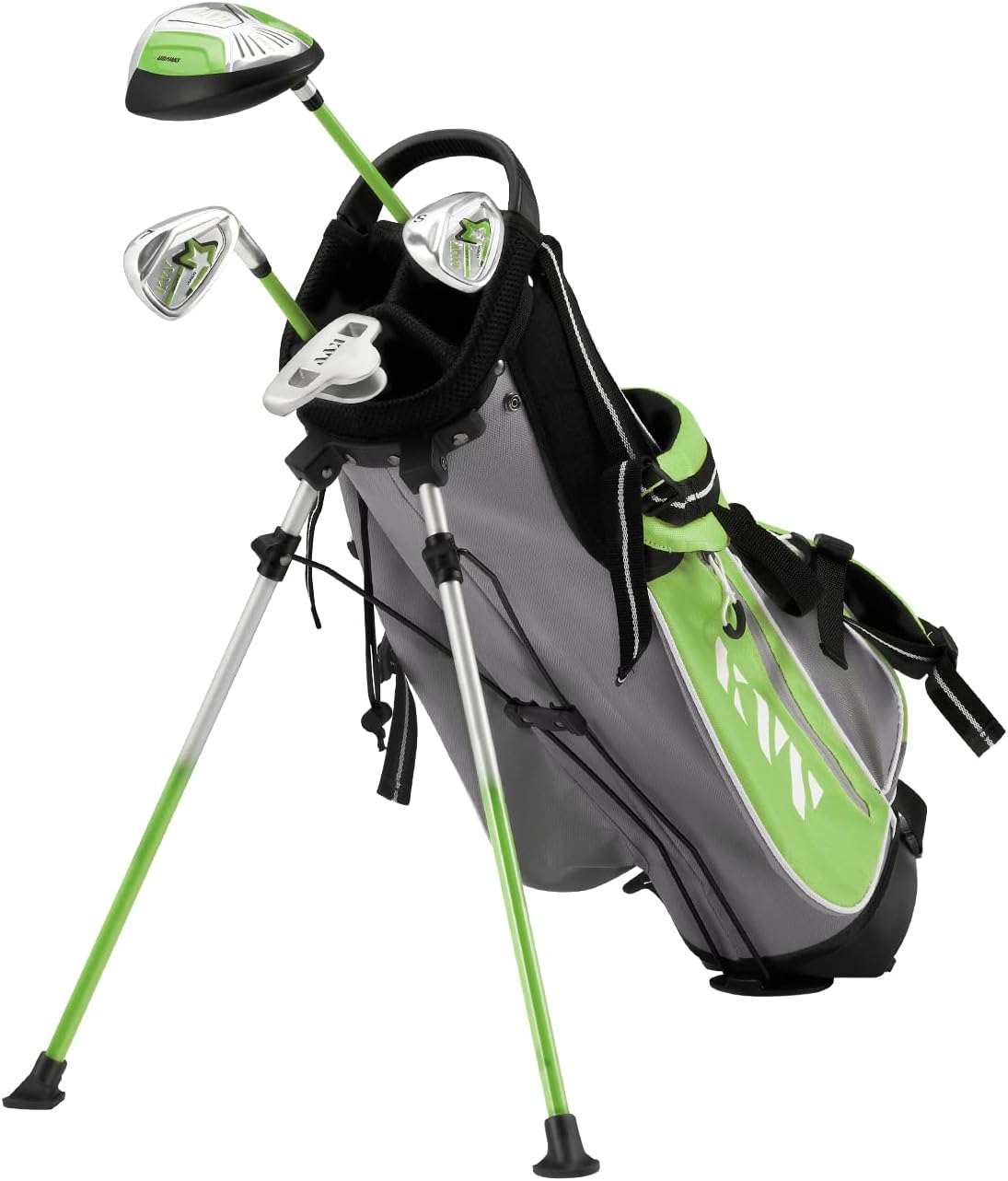 KVV Junior – Juego completo de palos de golf para niños y niños, mano derecha, incluye conductor de gran tamaño, hierros, putter, cubierta para la