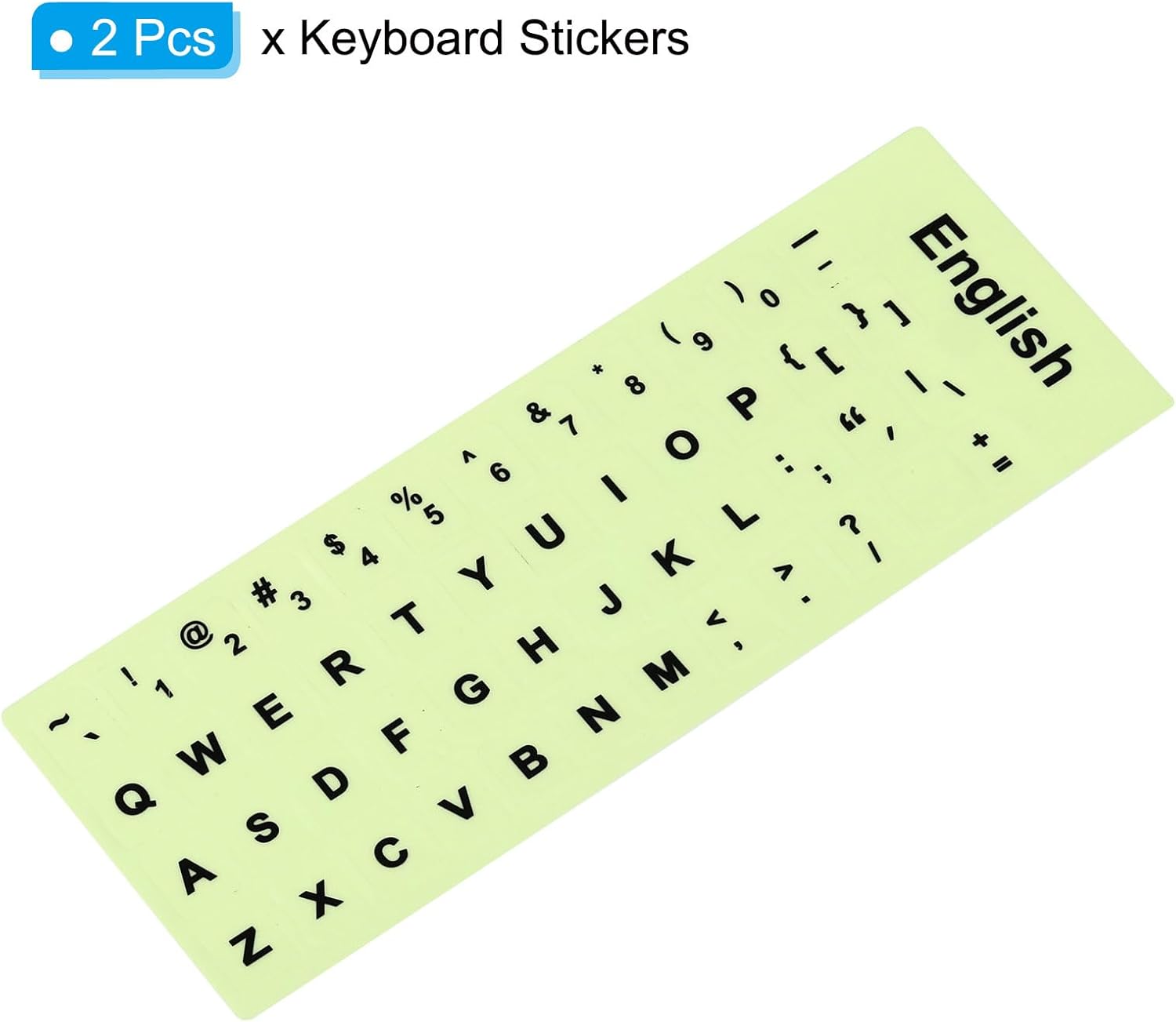 PATIKIL Calcomanías inglesas para teclado que brillan en la oscuridad, paquete de 2 fundas de repuesto universales luminosas para teclado para