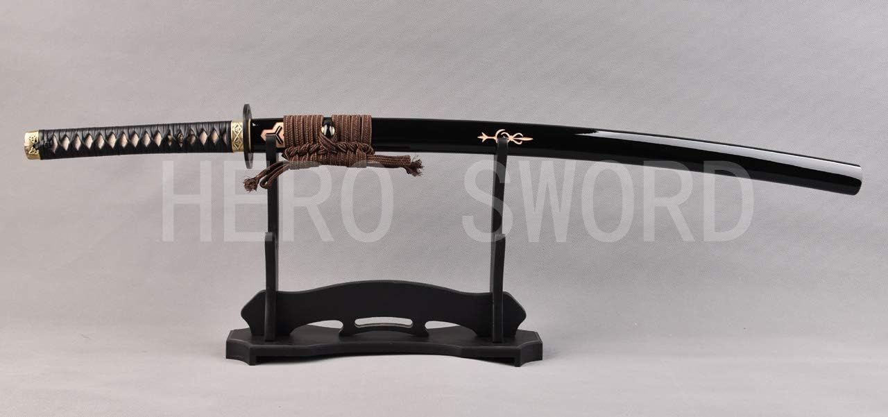 Kill Bill Katana Clay Templado T1095 Acero de Alto Carbono Samurai Japonés Espada Hoja Grabado Grabado Patrón León Maquinilla de afeitar Sharp