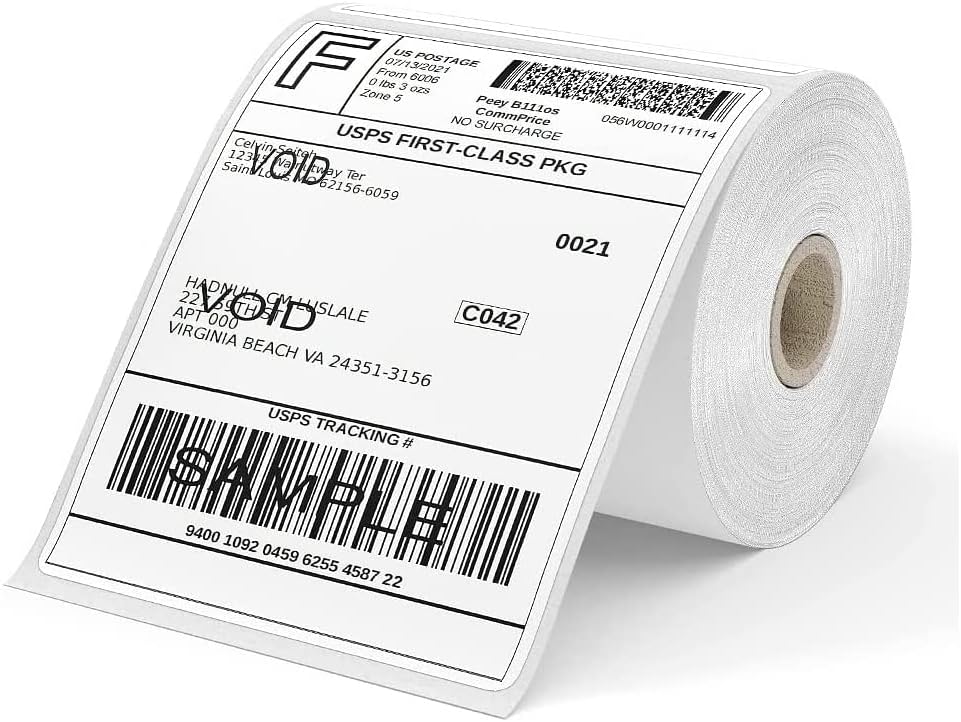 Etiquetas térmicas de 4 x 6 pulgadas, etiqueta térmica directa de envío 18000 (450 etiquetasrollo, 40 rollos) etiquetas térmicas perforadas para