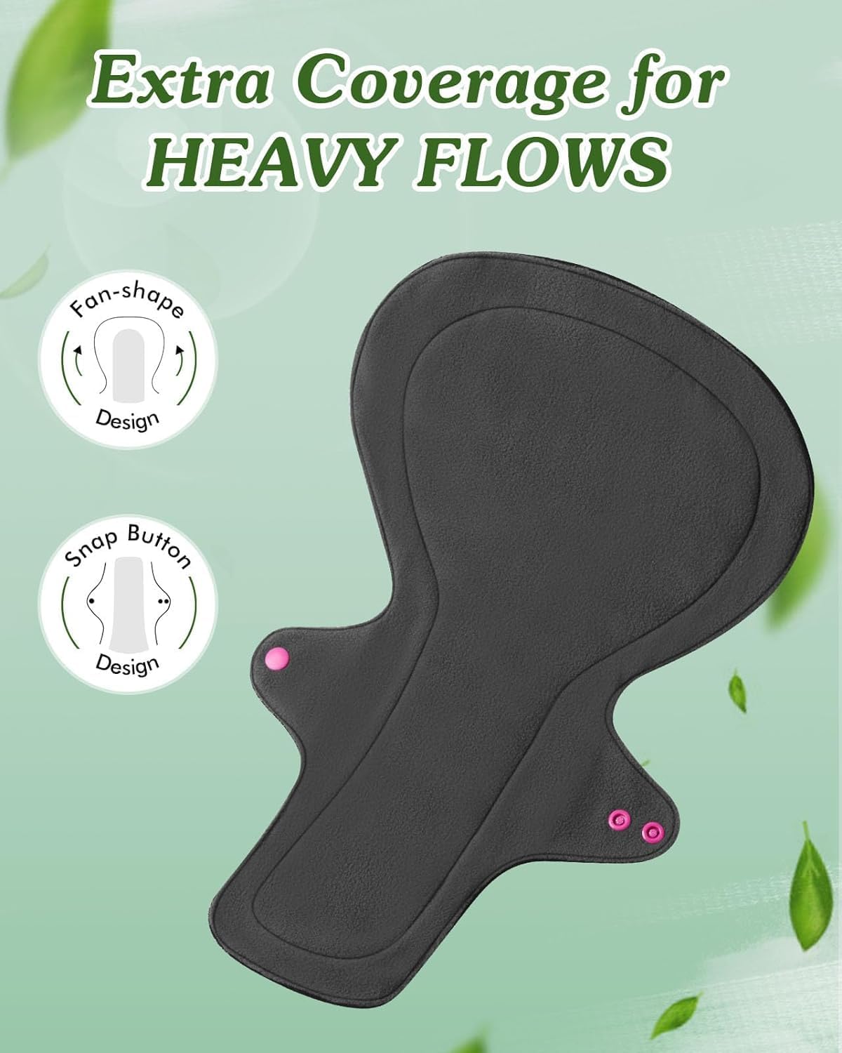 Rovtop 10 toallas sanitarias reutilizables, toallas menstruales de tela lavable, toalla menstrual, servilletas sanitarias con capa absorbente de