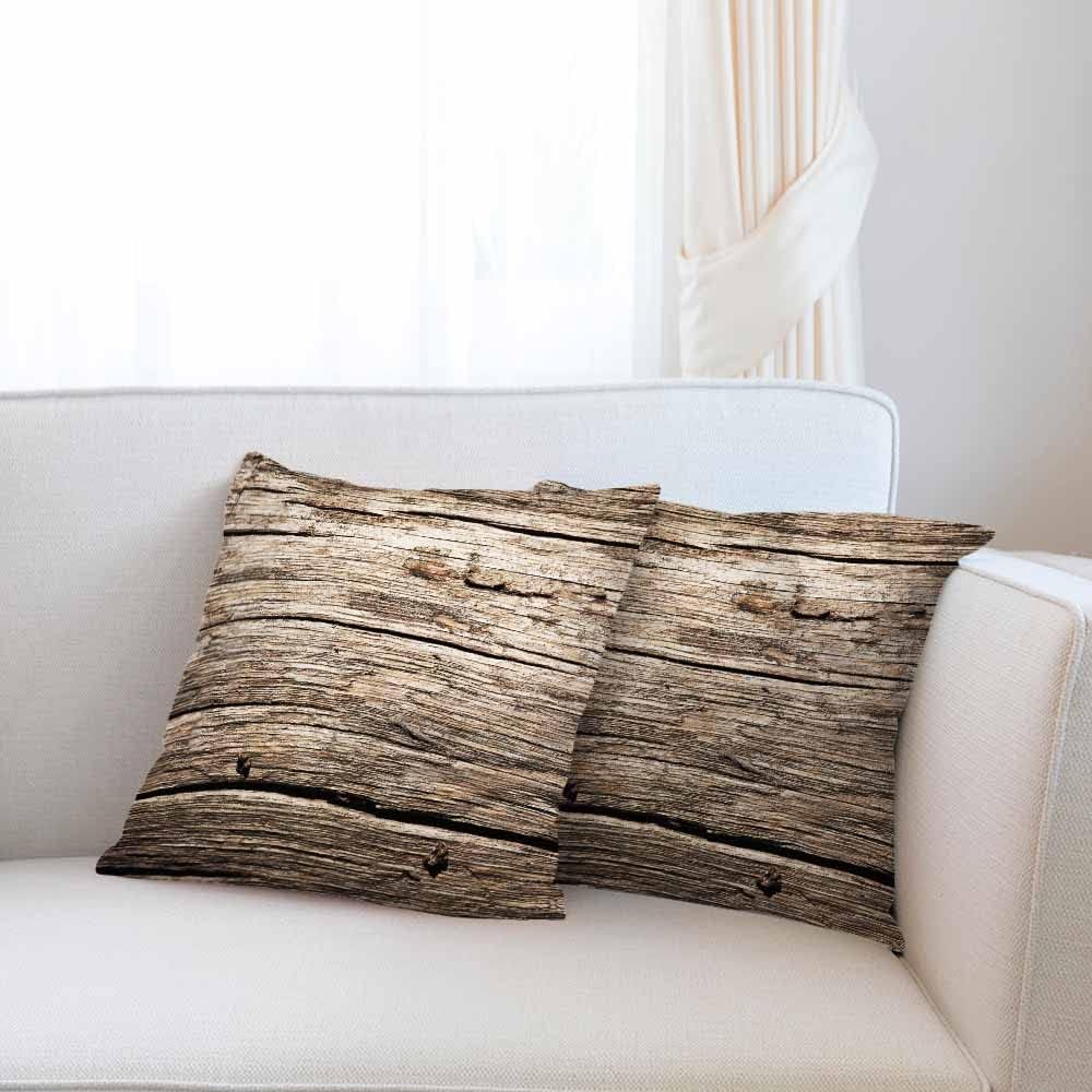 Beabes Juego de 2 fundas de cojín cuadradas con textura de tablones de madera antigua, nostálgica, rústica, decorativa, para dormitorio, sala de