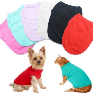 Paquete de 6 camisetas de Yorkie para perros extra pequeños, 100% algodón, ropa para cachorros, ropa de chihuahua en blanco, camiseta para cachorros Paquete de 6 camisetas de Yorkie para perros extra pequeños, 100% algodón, ropa para cachorros, ropa de chihuahua en blanco, camiseta para cachorros