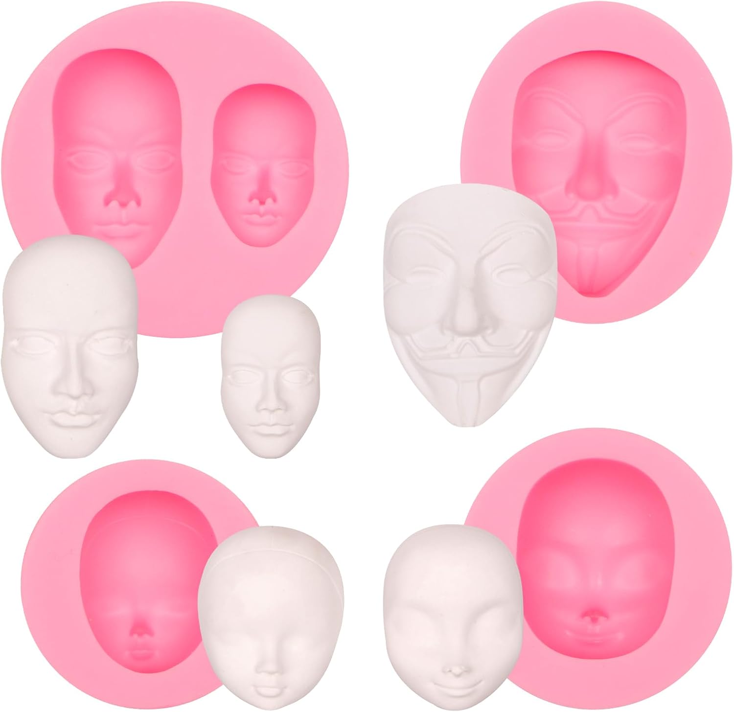 Moldes de silicona para cara humana, moldes para hornear de cara de muñeca de bebé, molde de chocolate para mascarada de Halloween, molde de