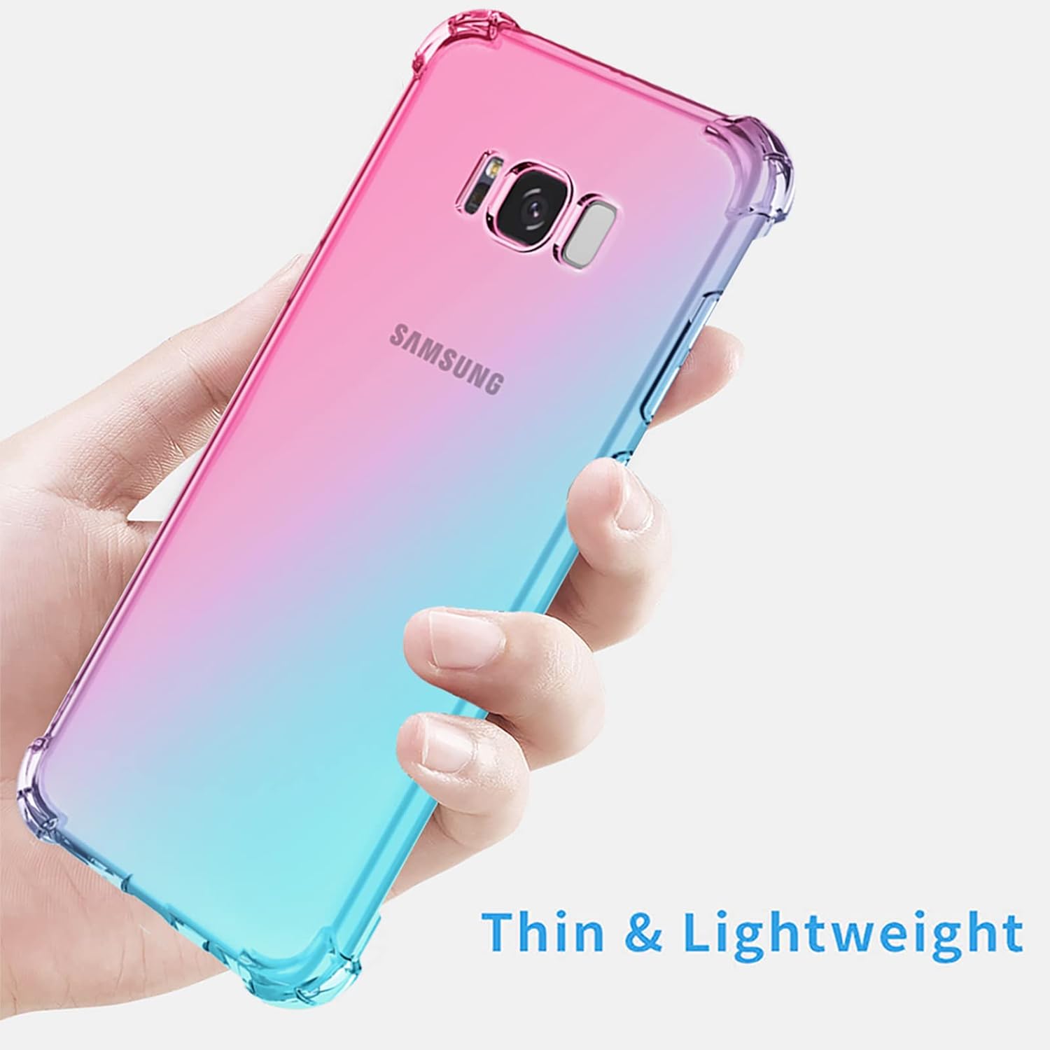OEURVQO Funda para Galaxy S8 Plus Samsung S8 Plus transparente lindo degradado, colorido, delgado, suave, TPU a prueba de golpes, antiarañazos,