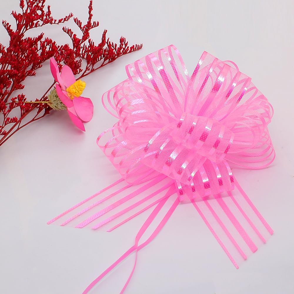10 lazos para envolver regalos, lazos de regalo de 4 pulgadas para cesta de regalo, decoración de caja de regalo (rosa)