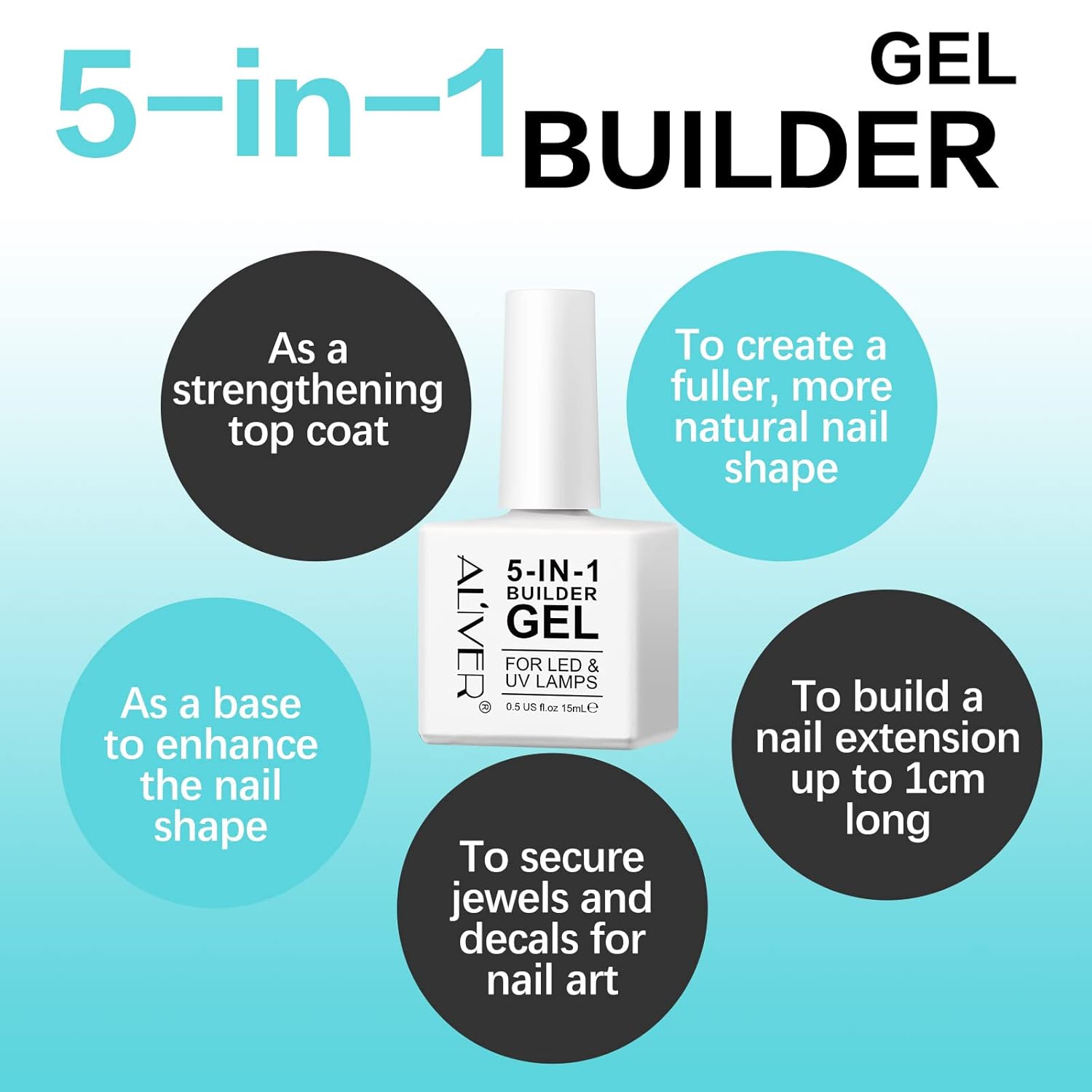 Gel constructor 5 en 1, gel fortalecedor de base, gel constructor de geles de uñas, gel de esmalte de uñas UVLED para extensión de uñas, gel