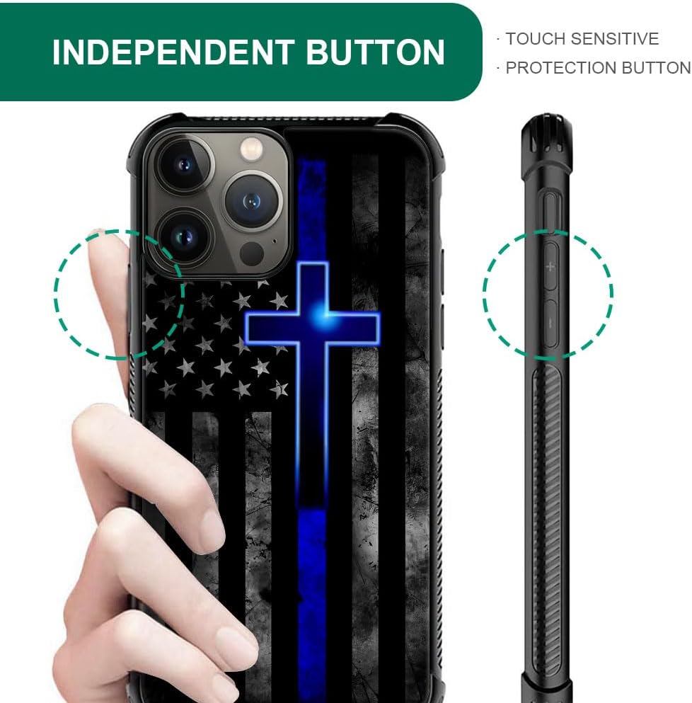 TnXee Funda compatible con iPhone 15 Pro Max, funda de poliuretano termoplástico suave antideslizante con diseño de bandera estadounidense Blue