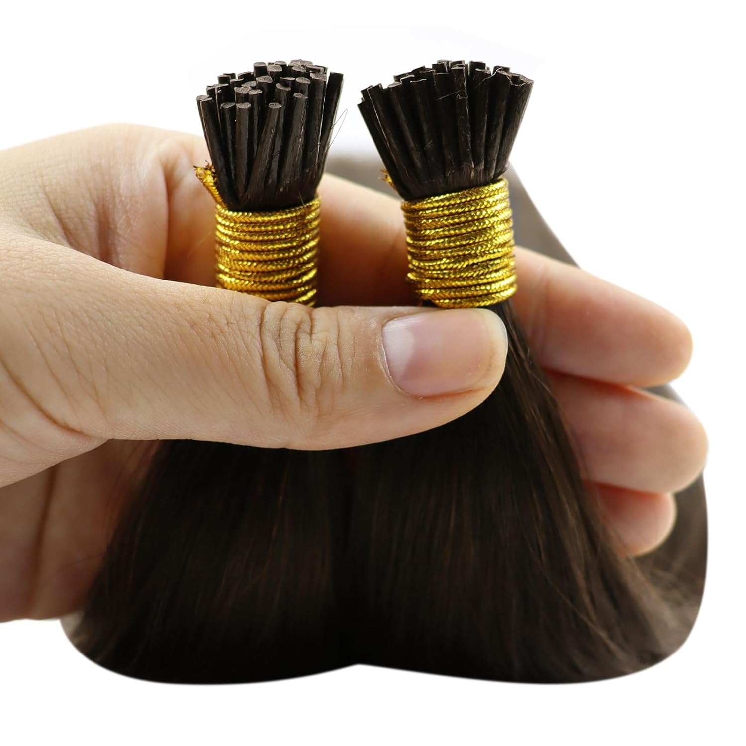 Sunny Hair – Extensiones de cabello humano con punta en I 100S, extensiones de cabello humano marrón chocolate preunido, extensiones de cabello