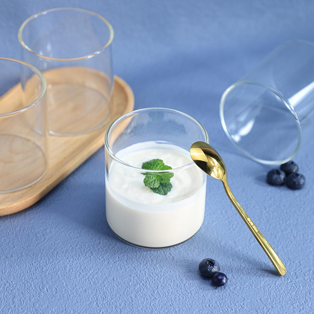 Sizikato 4 vasos de postre de vidrio transparente, taza de natillas de 10 onzas, taza de pudín, apto para horno
