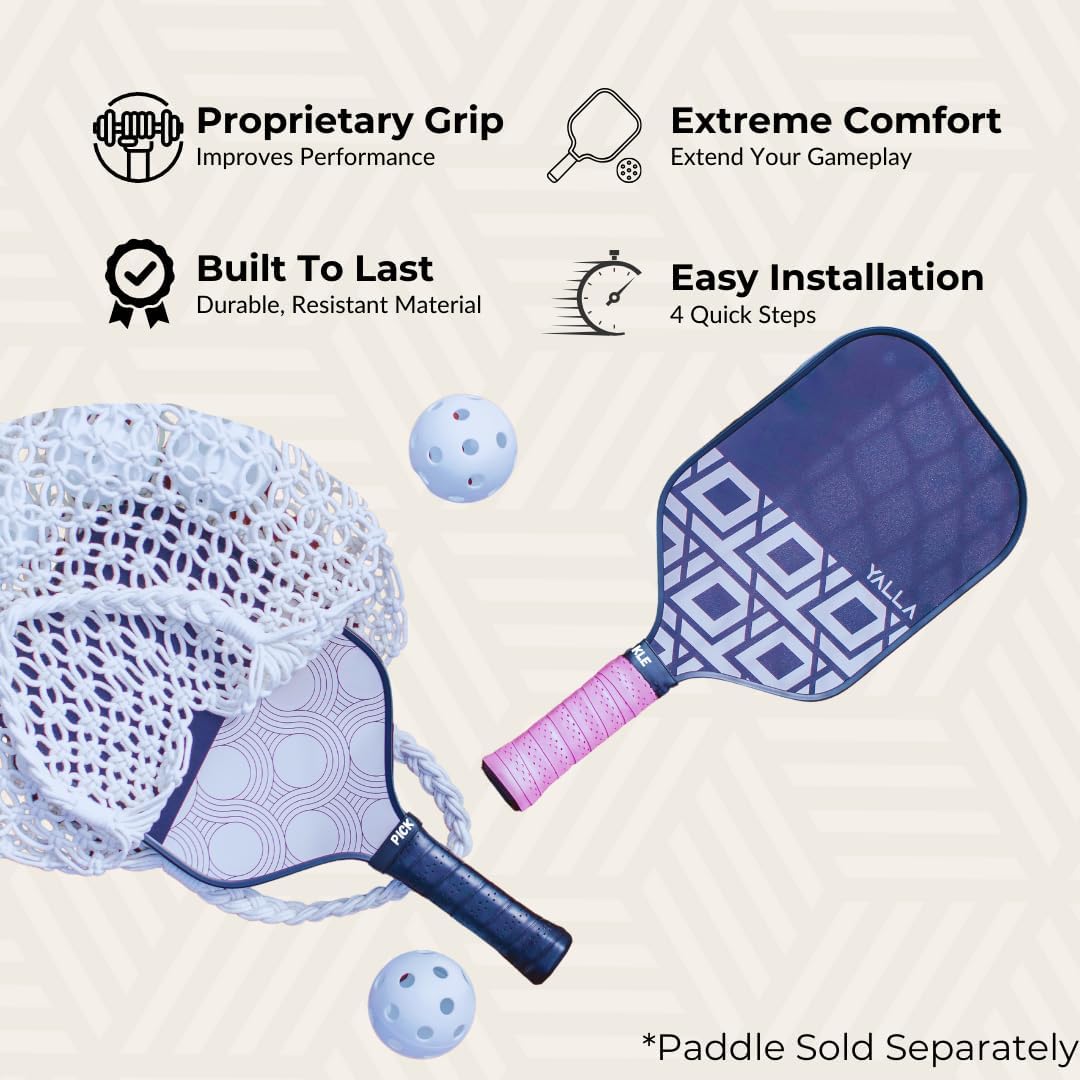 Pickle Grips – Cinta de agarre para pala de pickleball – Envoltura de agarre para raqueta de pickleball – Envoltura de agarre de paleta que absorbe