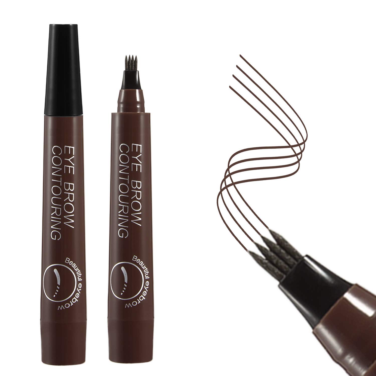 Lápiz de tatuaje de cejas impermeable con un aplicador de punta de microhorquilla que crea cejas de aspecto natural sin esfuerzo