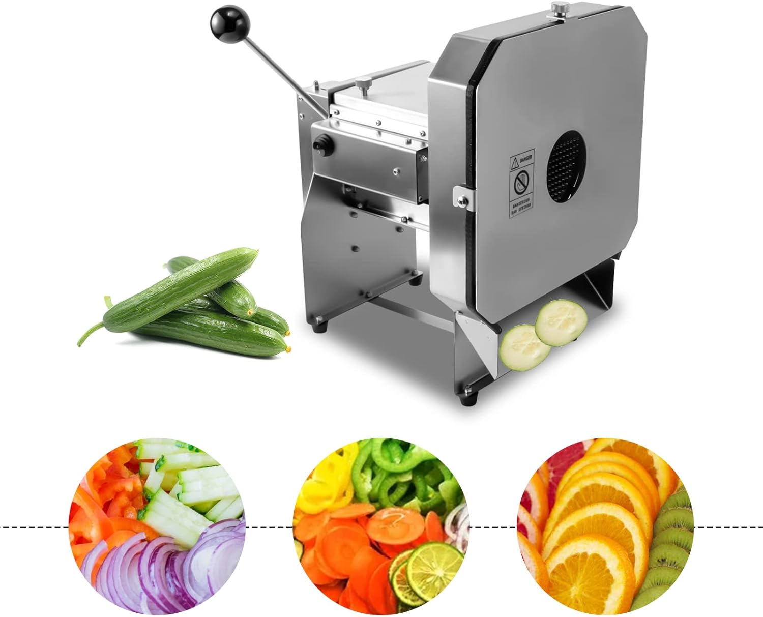 Cortadora de verduras comercial Máquina cortadora eléctrica de frutas 0-0.4 pulgadas Espesor de rebanada ajustable de acero inoxidable Manual y