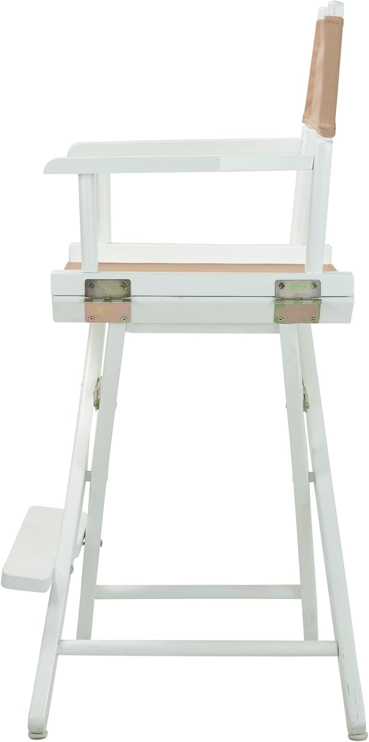 Casual Home – Silla de director de 24.0in, marco blanco con lona bronceada, altura de mostrador