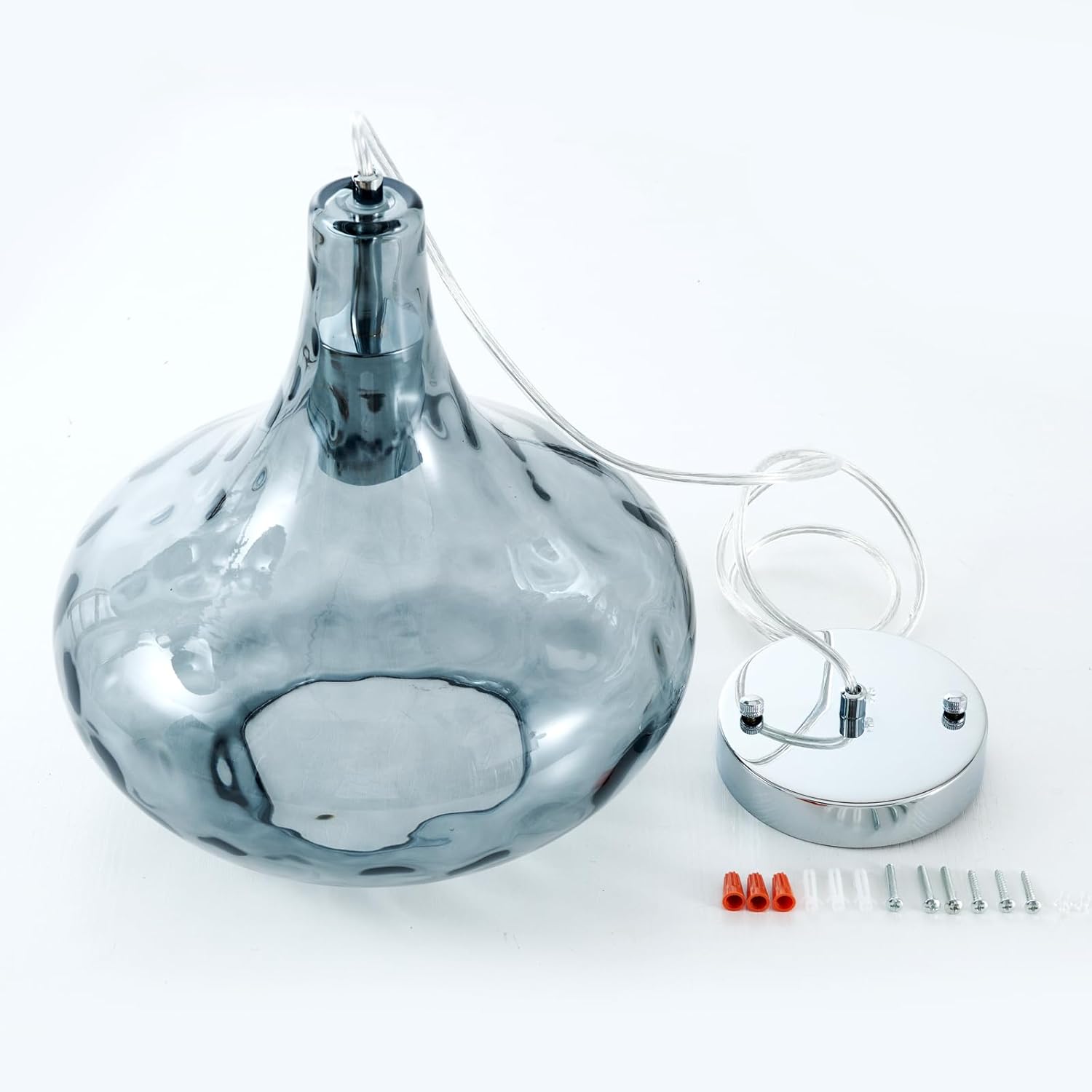 1 lámpara colgante grande vintage de granja gris humo lámpara colgante de cristal gris humo lámpara colgante de isla de cocina lámpara colgante