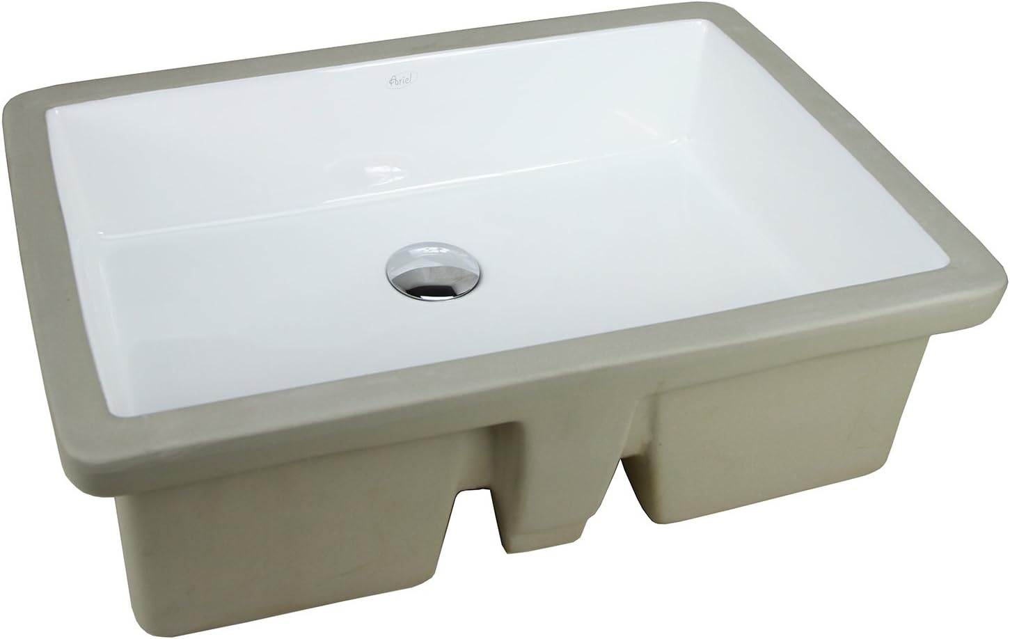 KINGSMAN Rectrangle – Lavabo de baño de cerámica vítrea para empotrar, color blanco puro (22 pulgadas con drenaje emergente)