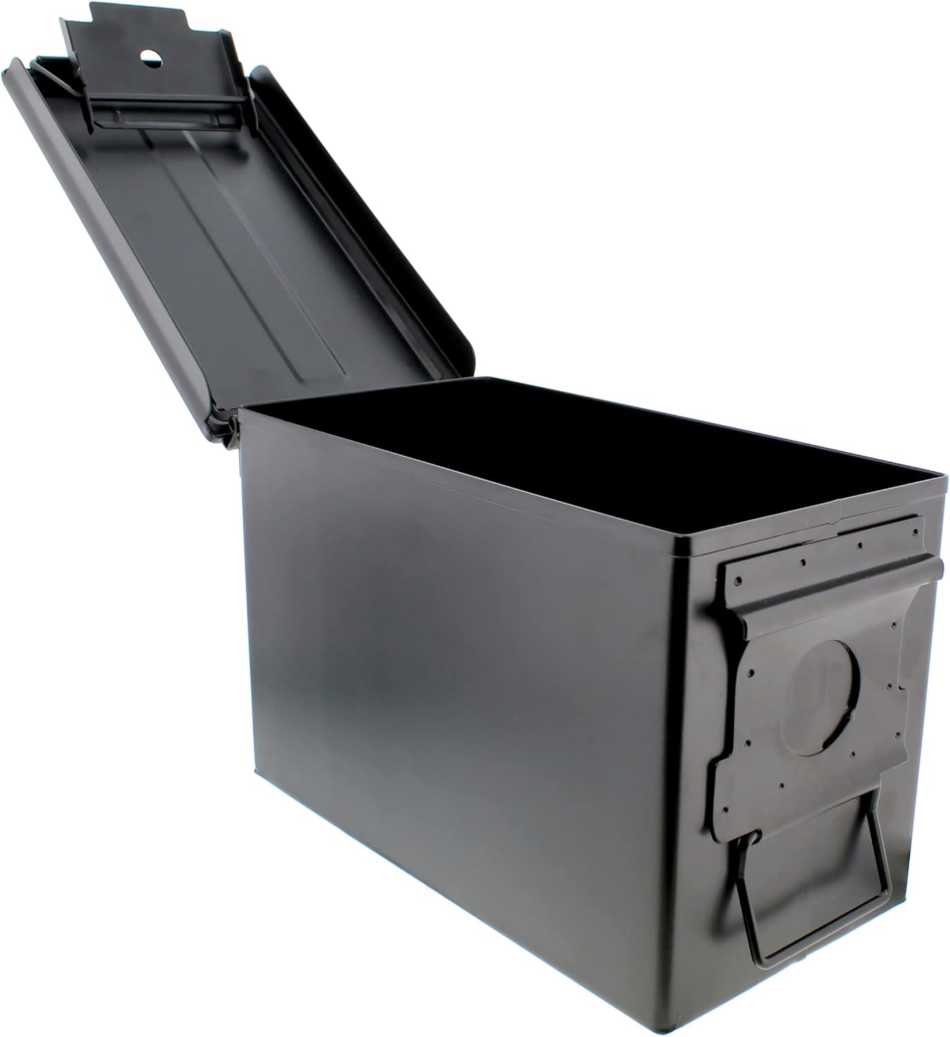 Juego de 4 cajas de munición de metal, 50 recipientes de almacenamiento de munición color negro Cal con tapas para almacenamiento militar o doméstico