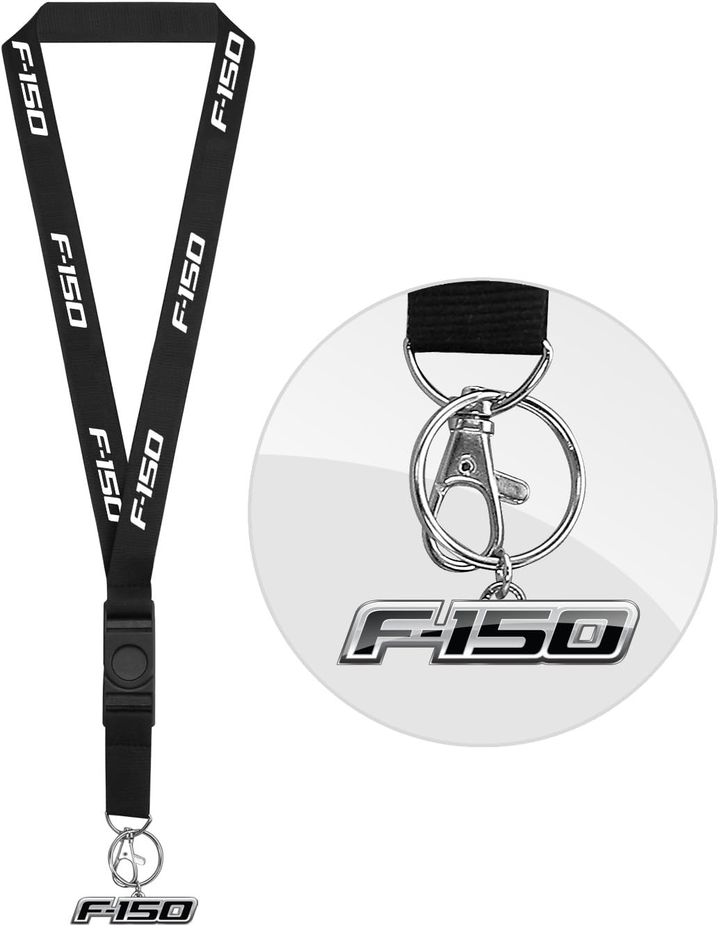 Hecho para Ford F-150 2008-2014 Correa negra con llavero de metal 3D F-150, Negro –