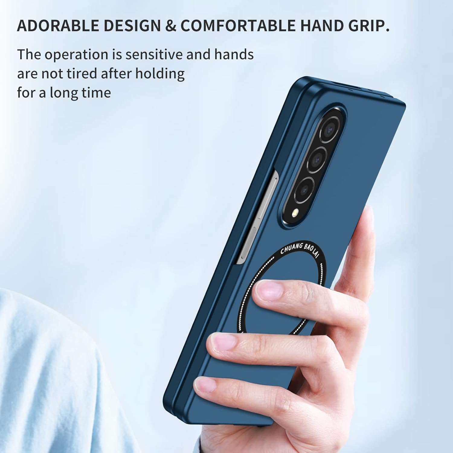 Ephoou Funda de teléfono para Samsung Galaxy Z Fold4 compatible con MagSafe, protección de doble capa de grado militar, a prueba de golpes con funda