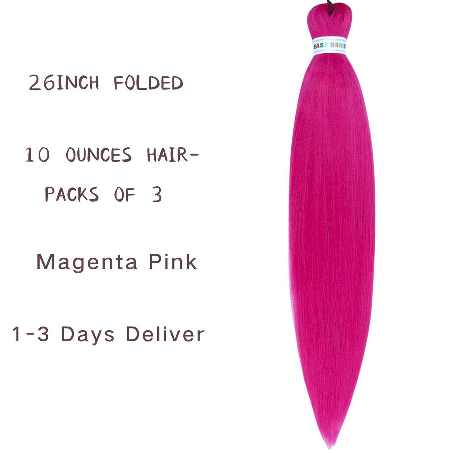 Leticia Cabello trenzado preestirado rosa magenta fácil de usar cabello trenzado preplumado