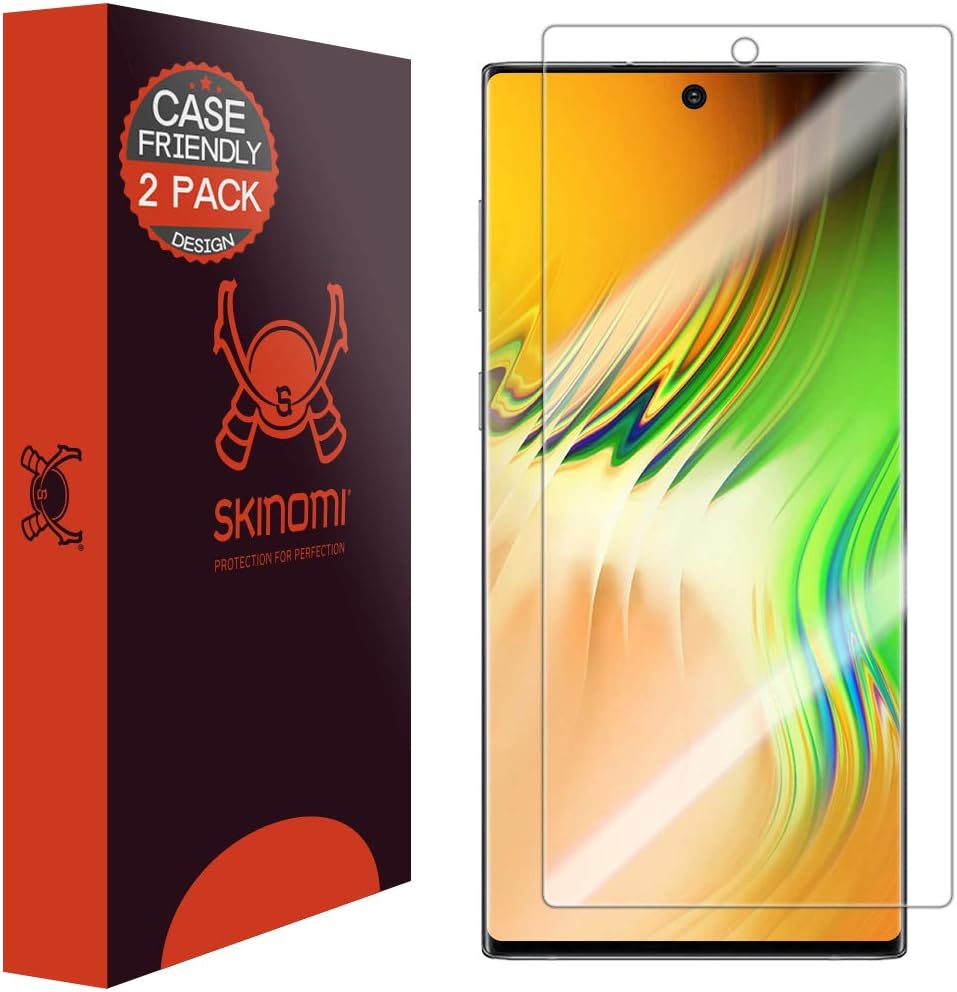 Skinomi Protector de pantalla compatible con Samsung Galaxy Note 10+ Plus (nota 10+ 5G, pantalla de 6.8 pulgadas) (2 unidades) (compatible con