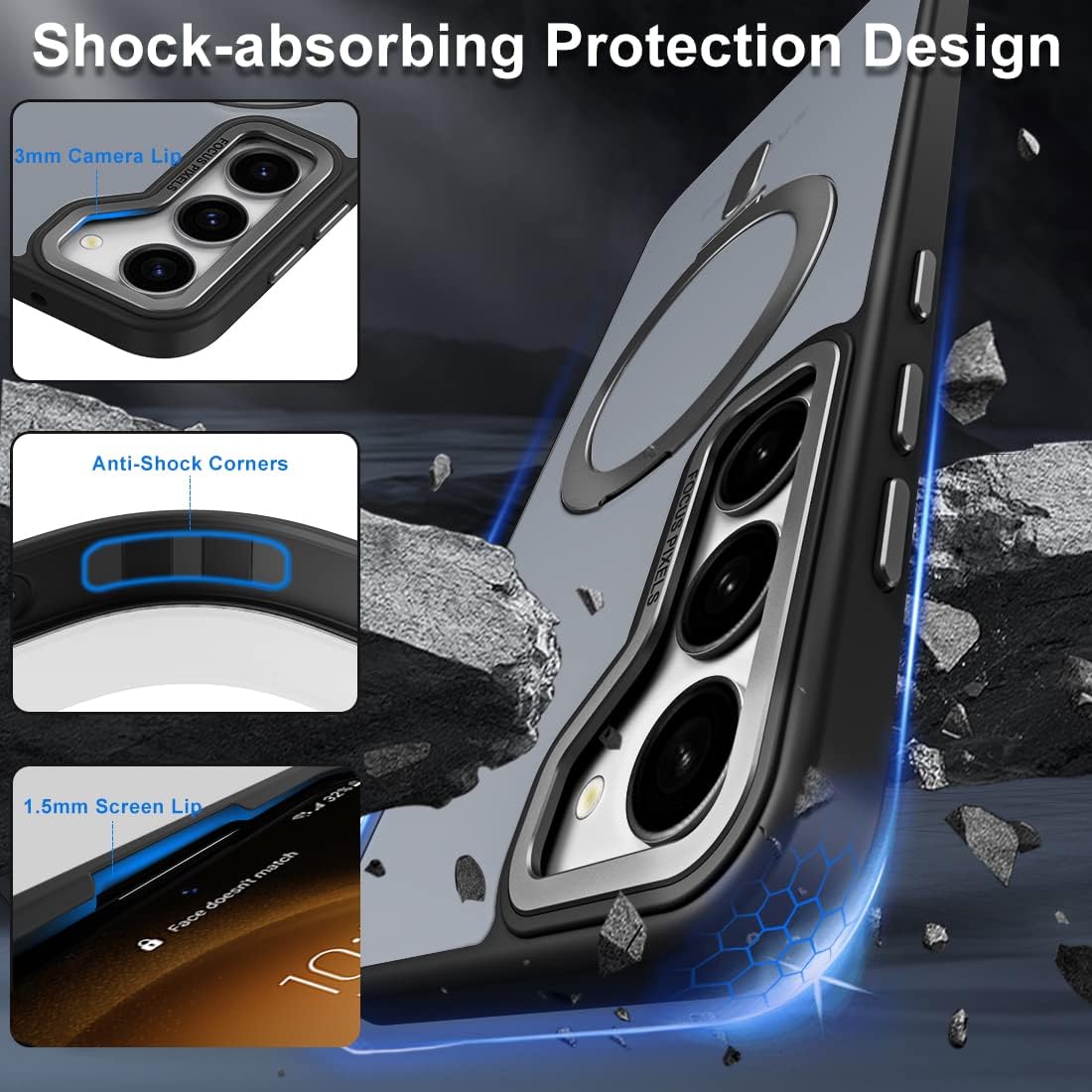 MALEWOLF Funda magnética para Samsung Galaxy S23 Plus compatible con Magsafe, soporte magnético protector de lente de cámara parte trasera