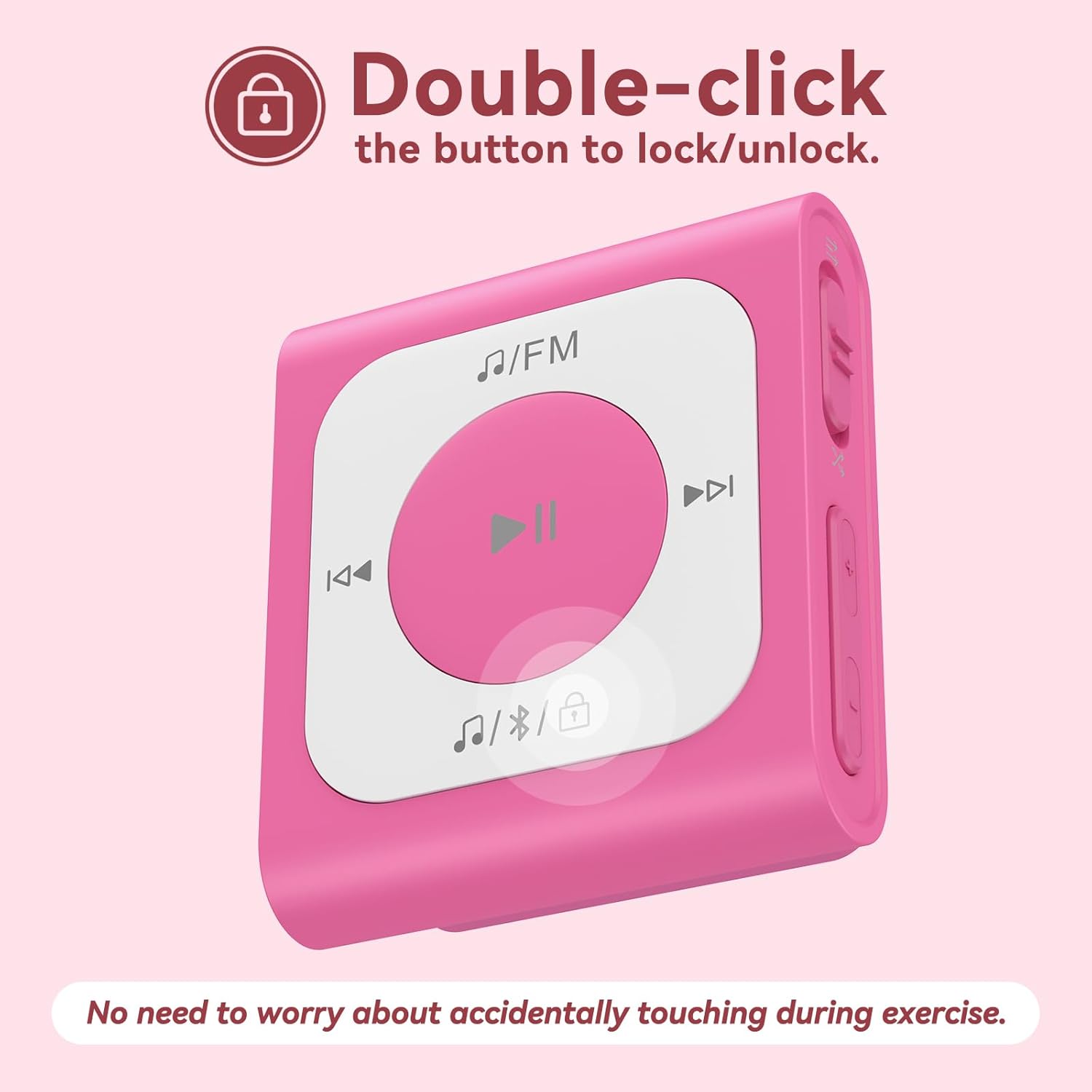 AGPTEK A51PL – Reproductor de MP3 con clip de 64 GB con Bluetooth, reproductor de música portátil con radio FM, no necesita teléfono, para deportes,