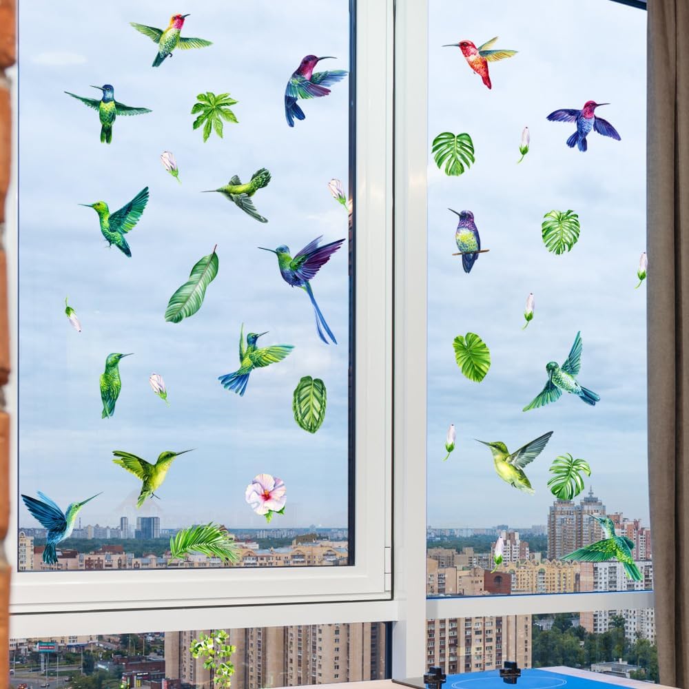 Calcomanías de flores de pájaro que brillan en la oscuridad, calcomanías de pared de naturaleza para niños y adultos, arte de pared botánico de